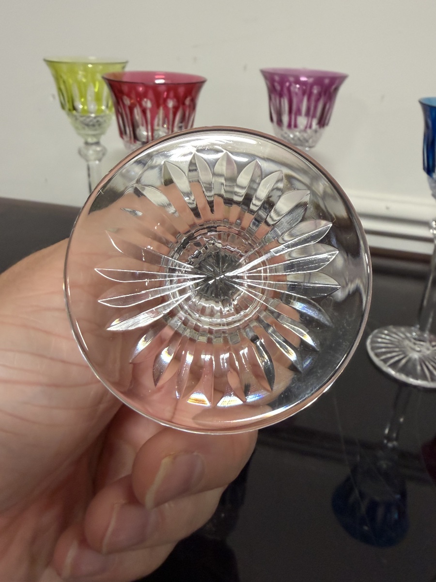 6 Saint Louis-colored Crystal Liqueur Glasses, Tommy H Model: 13.5 Cm-photo-6
