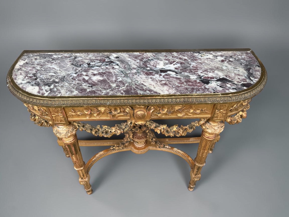 Console dorée de style Louis XVI époque fin 19ème-photo-4