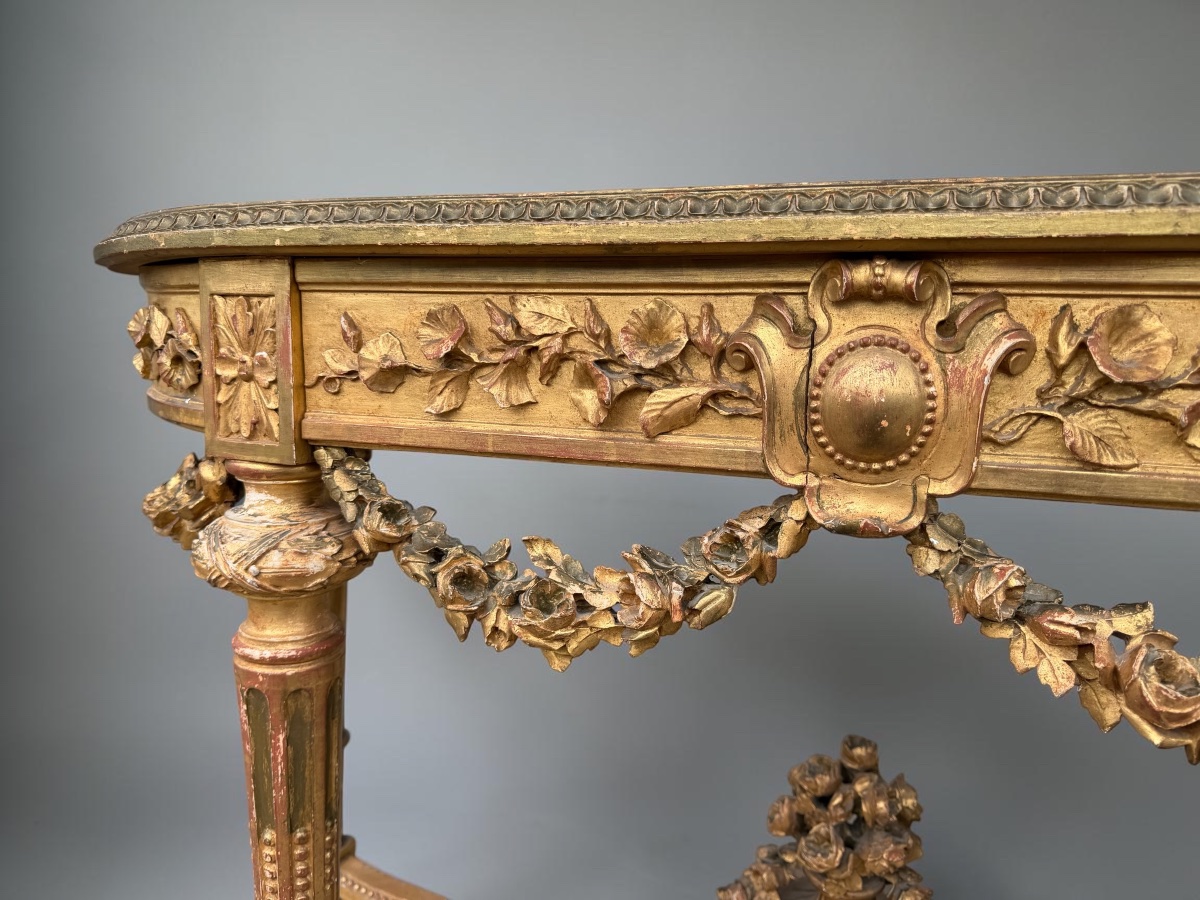 Console dorée de style Louis XVI époque fin 19ème-photo-2