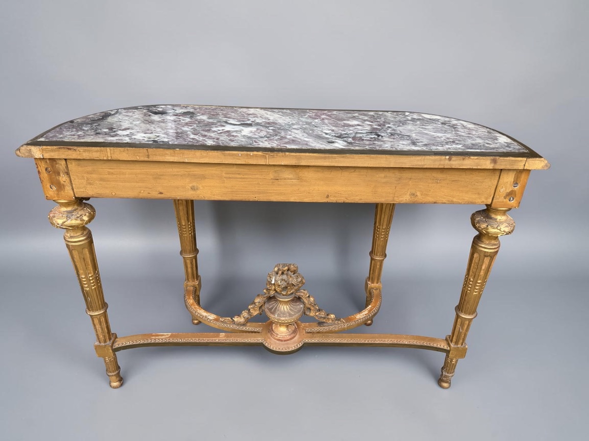 Console dorée de style Louis XVI époque fin 19ème-photo-7