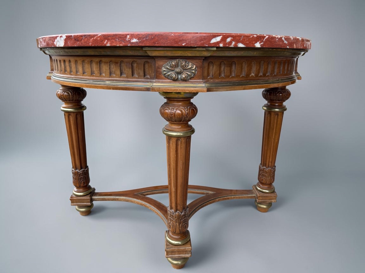 Pair Of Half-moon Mahogany Side Tables In The Louis XVI Style-photo-3