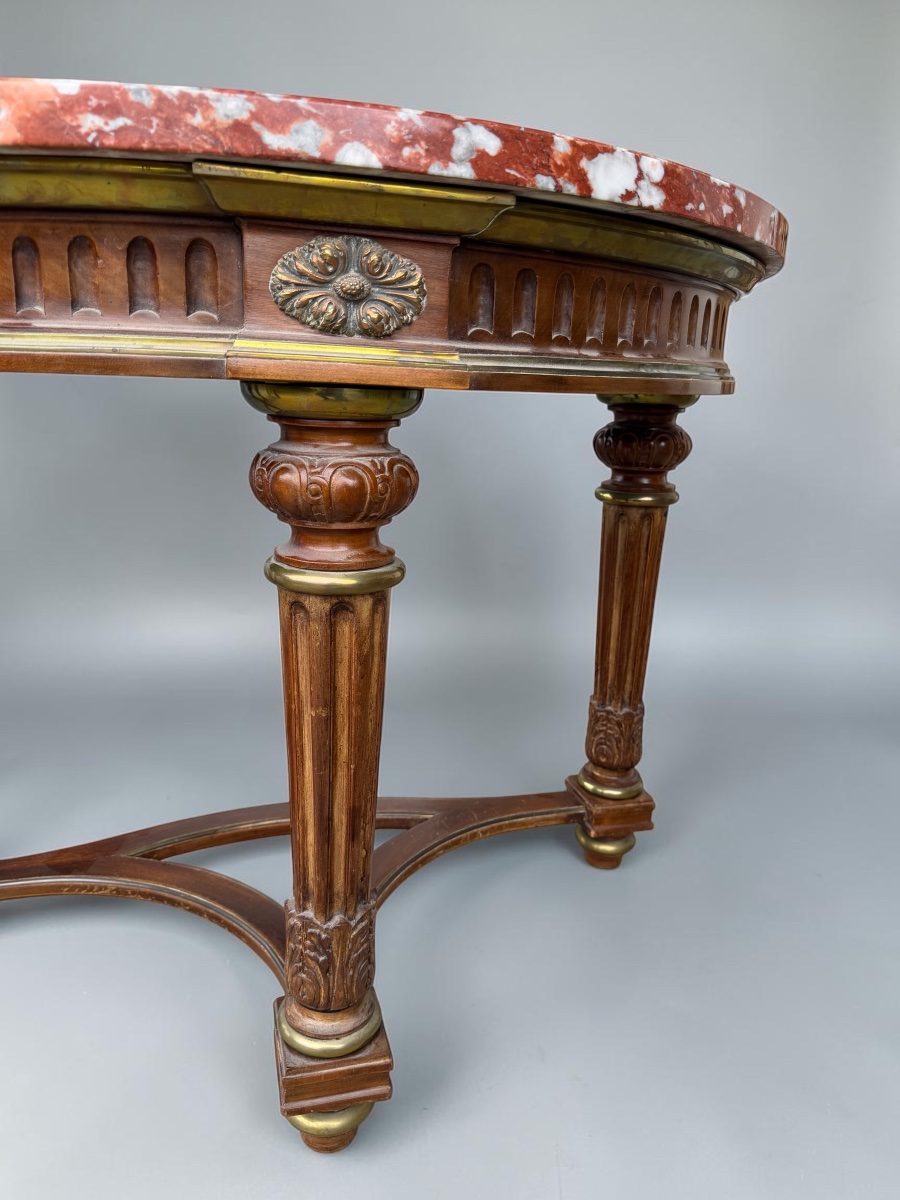 Pair Of Half-moon Mahogany Side Tables In The Louis XVI Style-photo-1