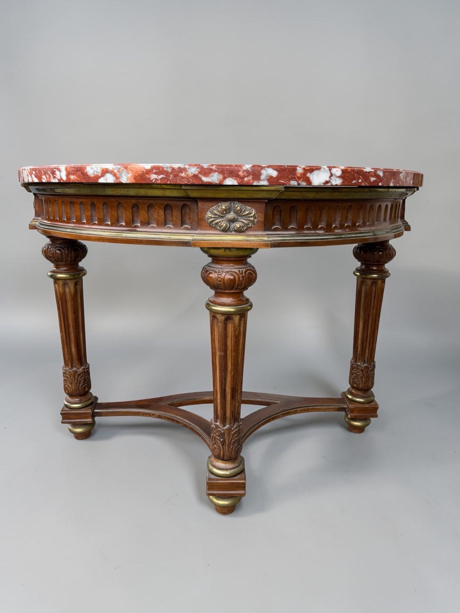 Pair Of Half-moon Mahogany Side Tables In The Louis XVI Style-photo-6