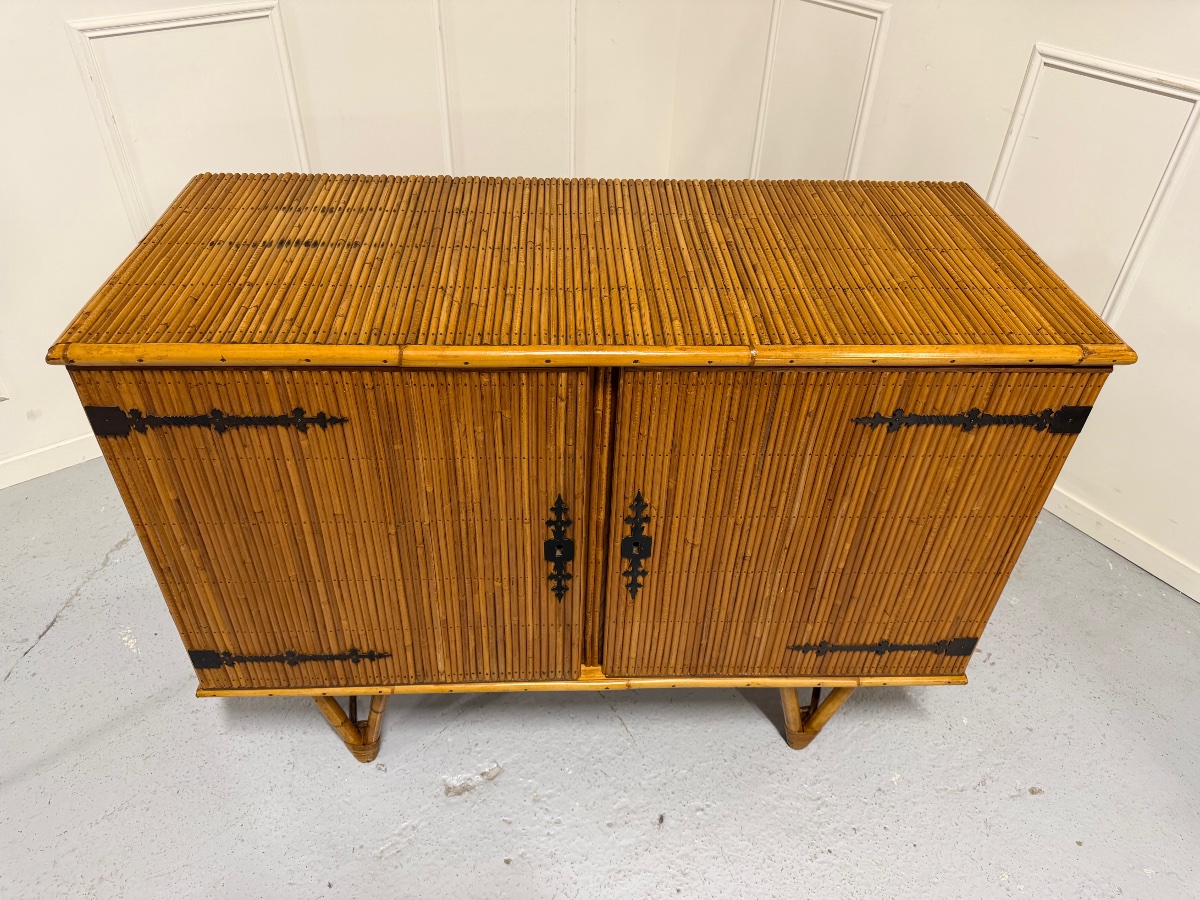 Audoux Minet Bamboo Sideboard, Circa 1960-photo-2