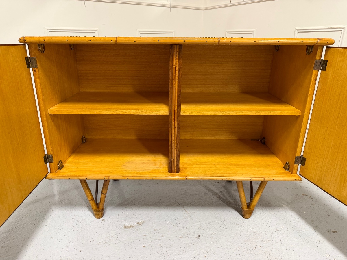 Audoux Minet Bamboo Sideboard, Circa 1960-photo-3