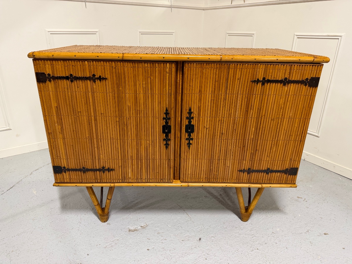 Audoux Minet Bamboo Sideboard, Circa 1960