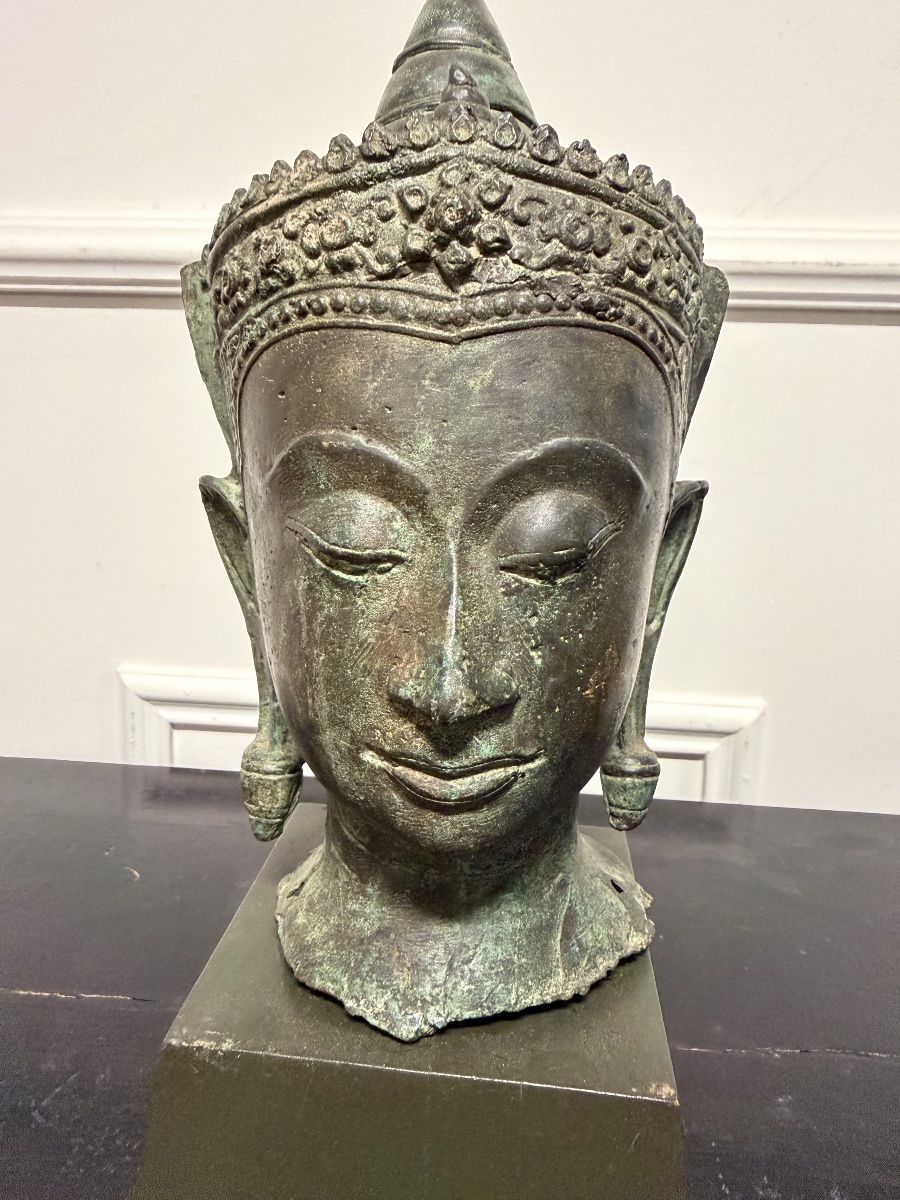 Buddha Head, Vietnam, Bien Hoa, Bronze, 20th Century-photo-2