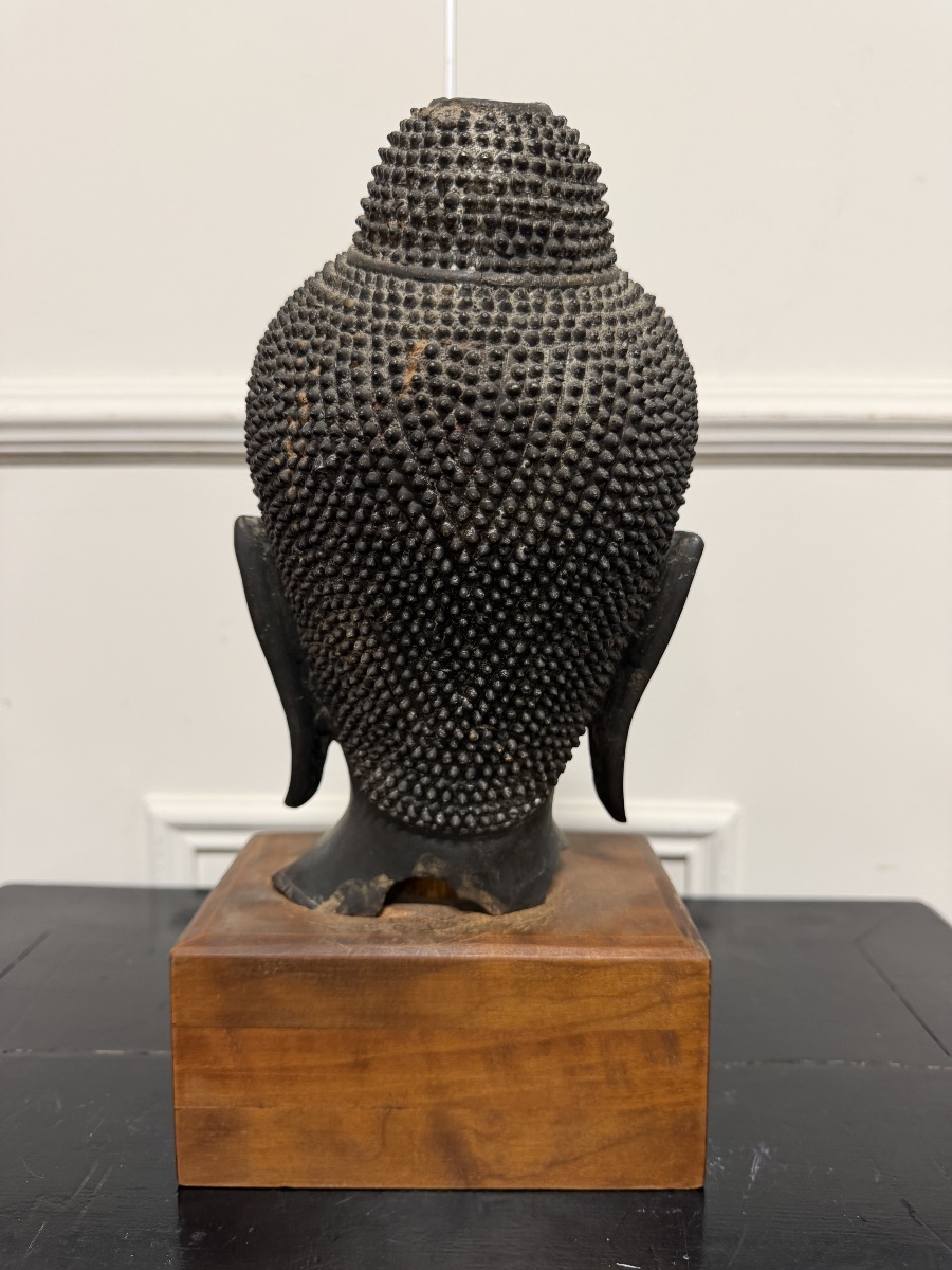 Bronze Buddha Head, Thailand, Ayutthaya 20th Century-photo-2