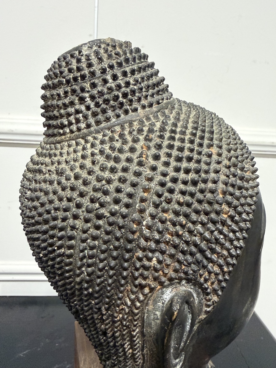 Bronze Buddha Head, Thailand, Ayutthaya 20th Century-photo-7