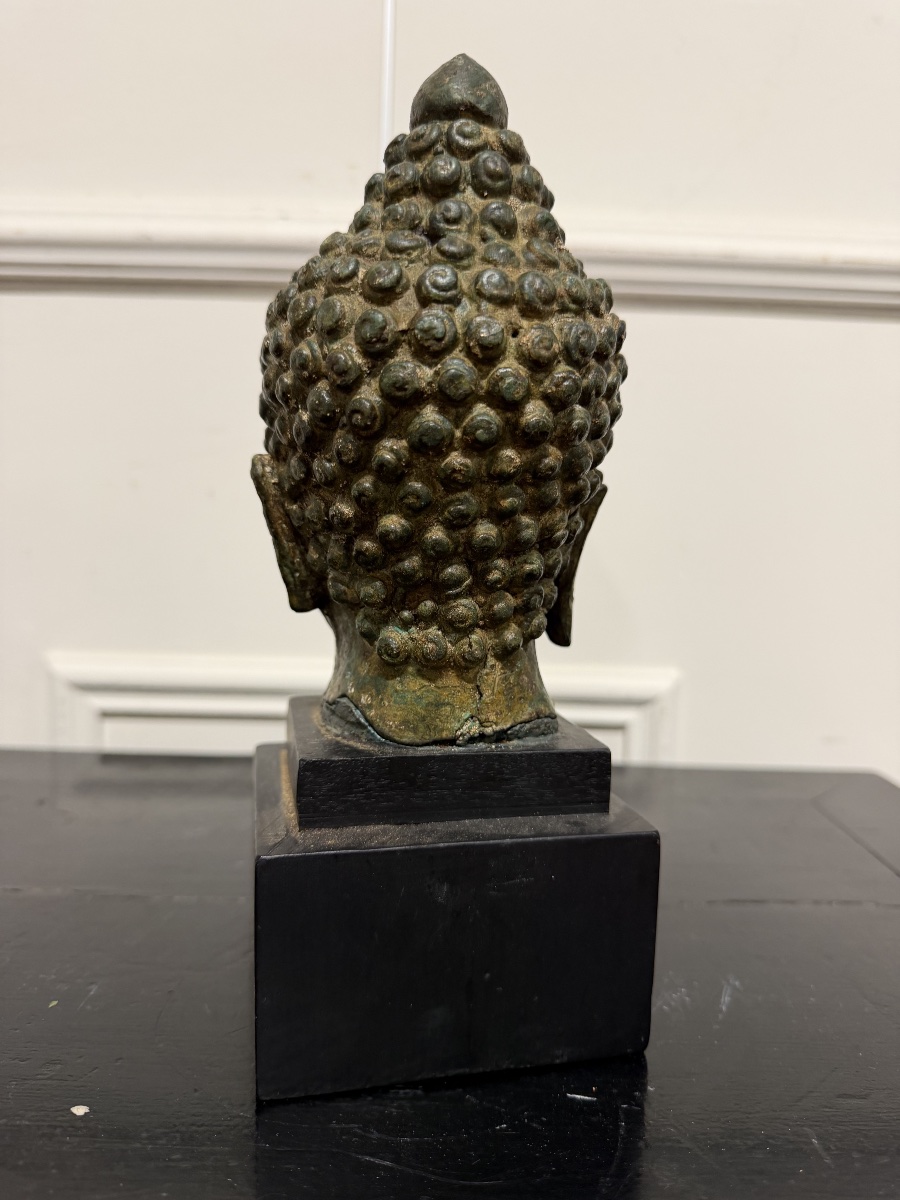 Bronze Buddha Head, Thailand, Sukhothai, 20th Century-photo-4