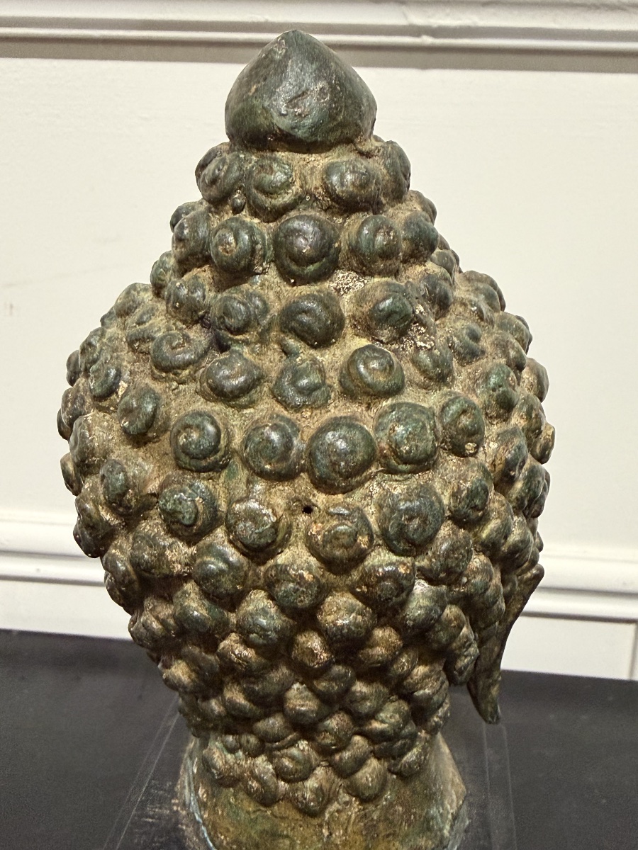 Bronze Buddha Head, Thailand, Sukhothai, 20th Century-photo-5