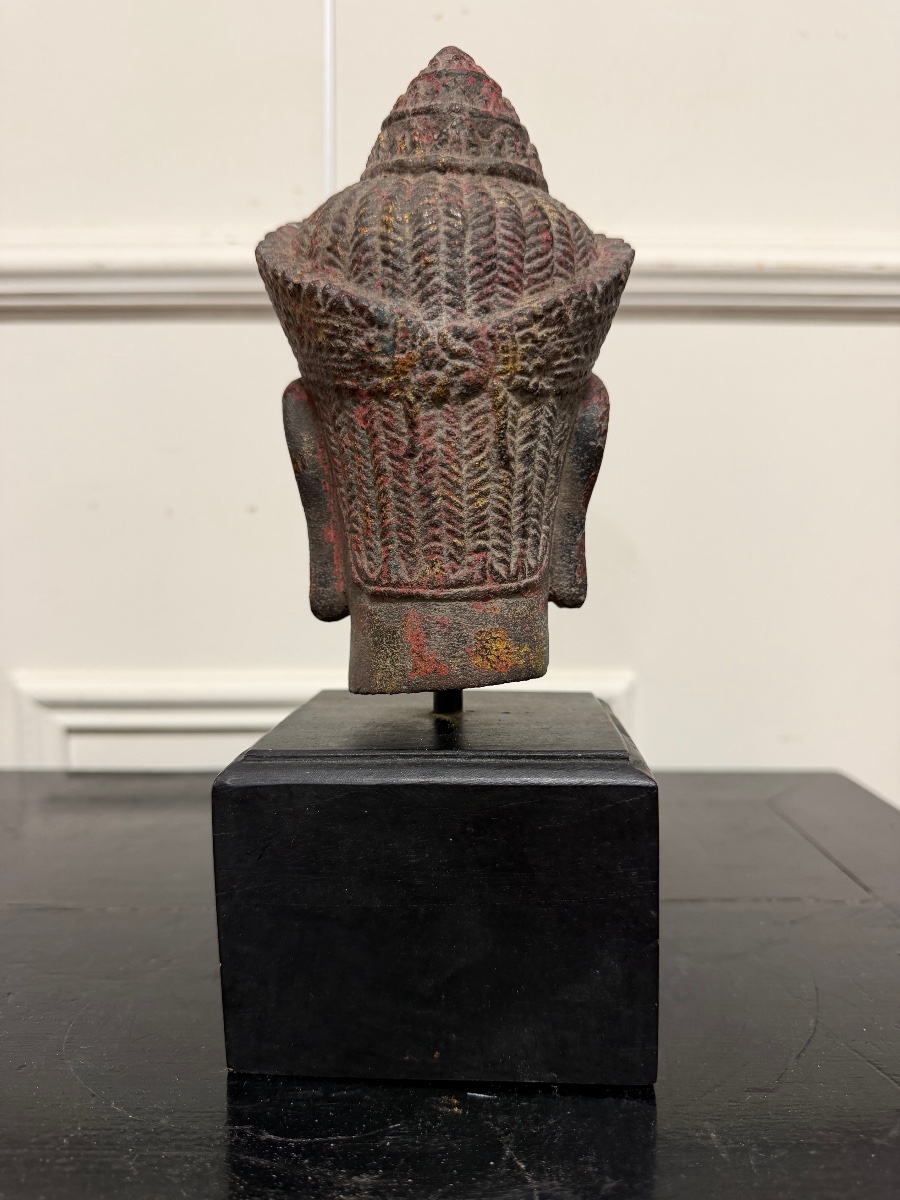Buddha Head, Stone, Khmer, Cambodia, Laos, Vietnam, Laye 19th Century-photo-1