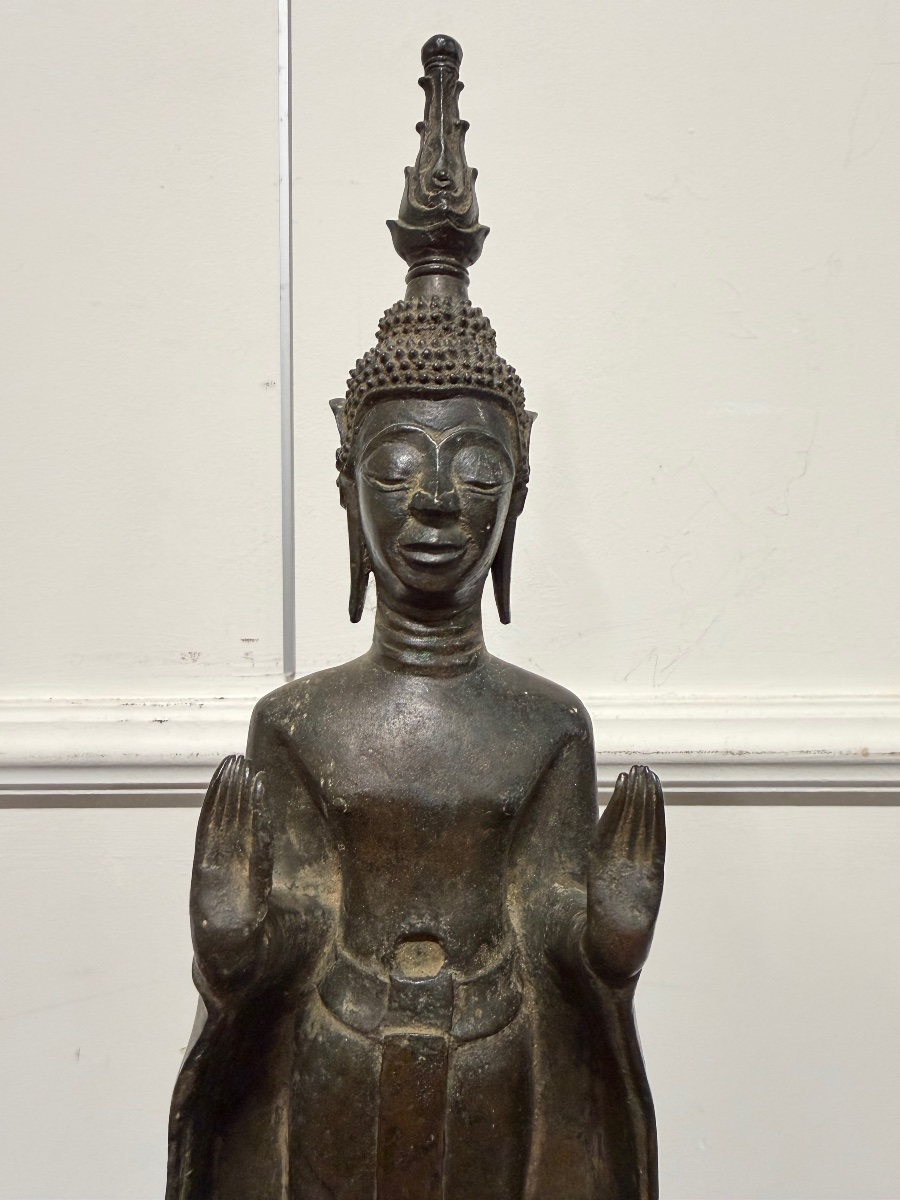 Late 19th-century Laotian Standing Buddha In Bronze, Laos-photo-2