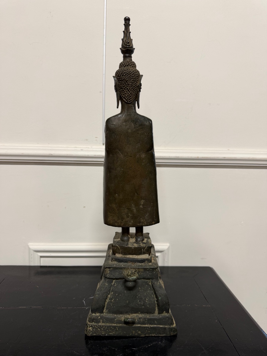 Late 19th-century Laotian Standing Buddha In Bronze, Laos-photo-2