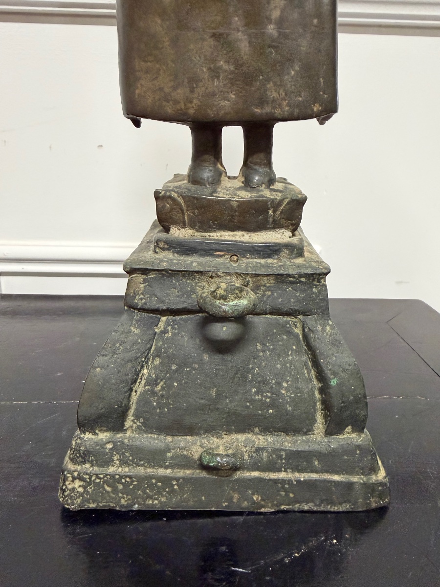 Late 19th-century Laotian Standing Buddha In Bronze, Laos-photo-4