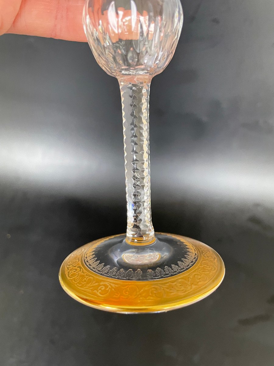 6 Flûtes à Champagne - Saint Louis Modèle Thistle Cristal Doré-photo-2