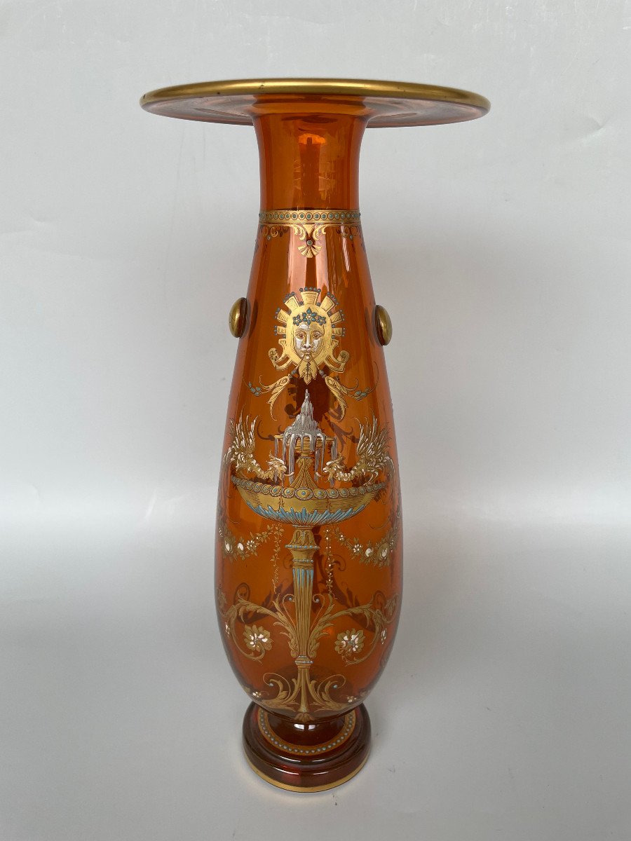 Baccarat Crystal - Amber Crystal Vase Late 19th-photo-2