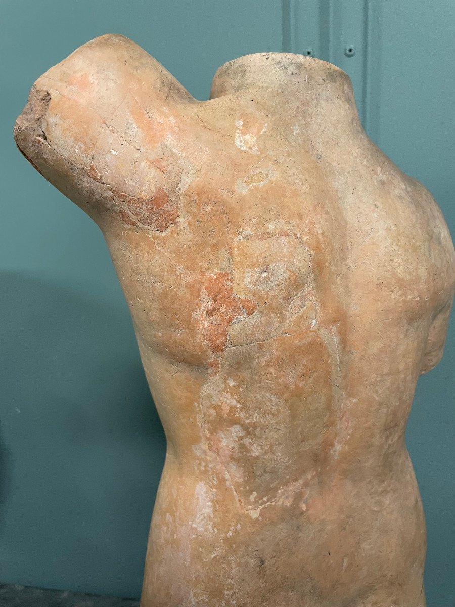 Sculpture In The Antique Torso Of Venus Terracotta Signed Henri Martinet-photo-1
