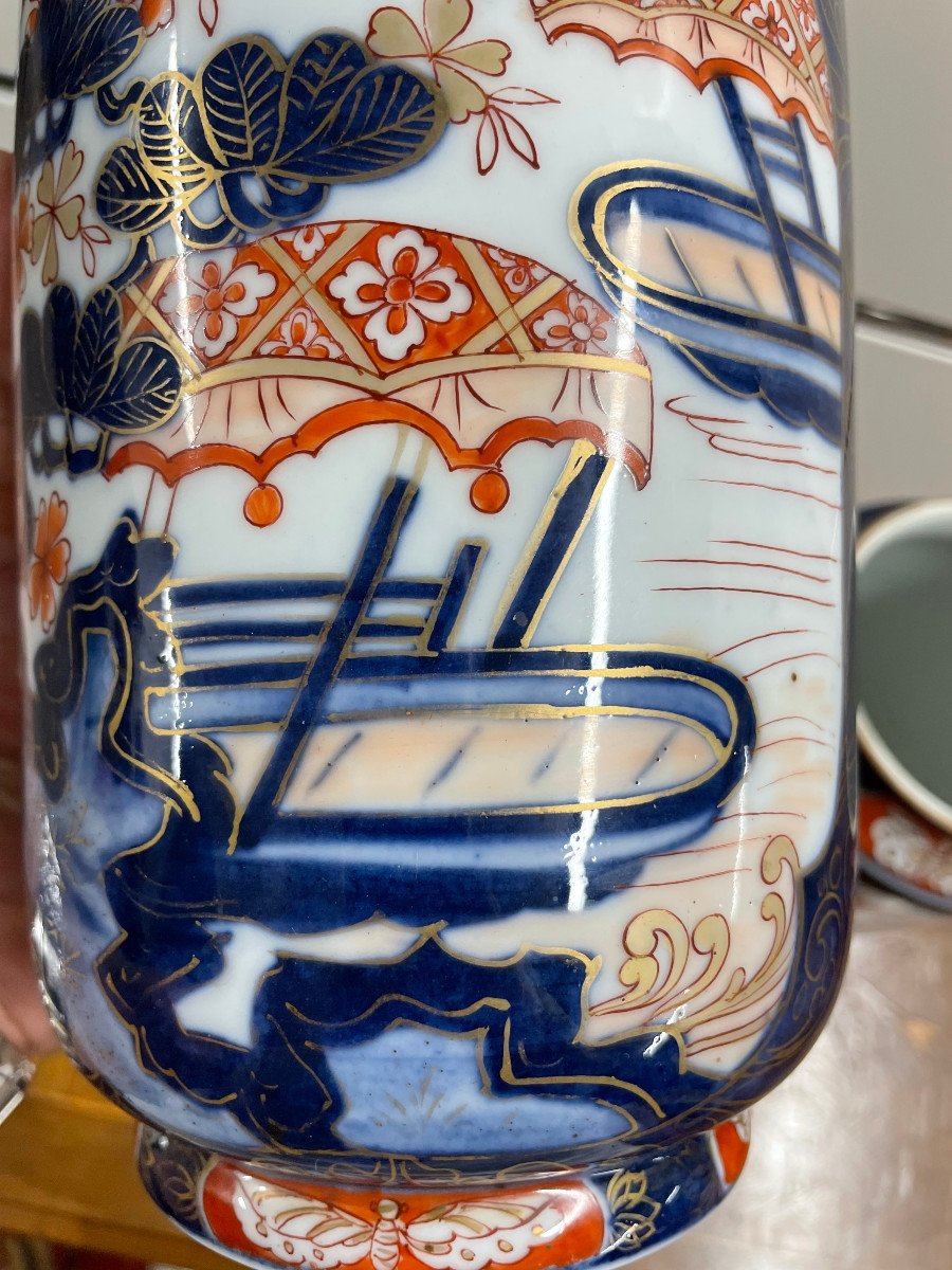 Pair Of Bayeux Porcelain Vases Imari Decor 19th Time-photo-7