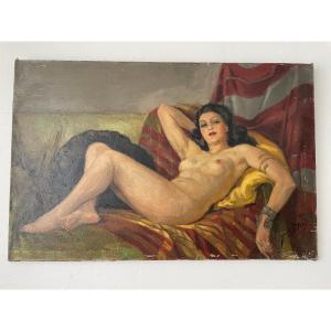 Yves Diey - Portrait De Femme Nue Orientaliste Vers 1900