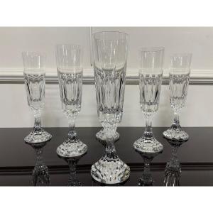 Baccarat - Modèle Assas 6 Flûtes à Champagne En Cristal H: 21 Cm