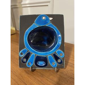 Mithé Espelt - Petit vide poche céramique oiseau bleu 