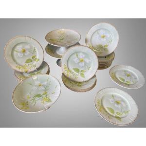 Luneville - Keller et Guerin - Partie de service de table aux Clématites 