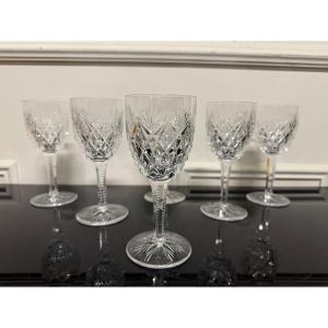 Saint Louis - 6 Ref Wine Glasses Model Florence H: 16cm