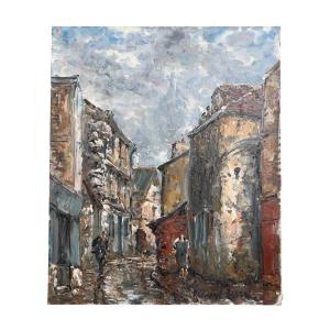 Raymond Besse - Montmartre par temps nuageux Huile sur toile