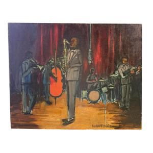The Jazz Band - Oil On Canvas, Signed By Duraffourd, XXème Century 