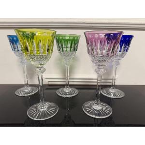 5 VERRES ROEMERS EN CRISTAL DE COULEUR SAINT LOUIS MODÈLE TOMMY H: 19,6