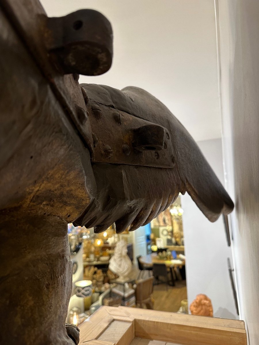 Aigle Impérial Ailes Déployées En Bois Sculpté Et Doré: 160cm d'envergure XIXème Siècle-photo-5