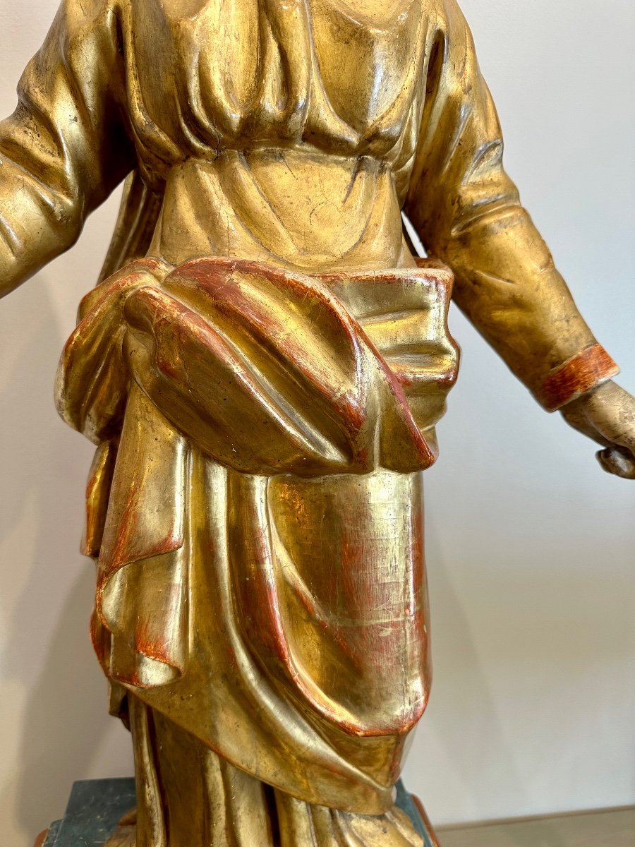 Large Statue Of The Virgin In Golden Wood Late 18th Early 19th-photo-1