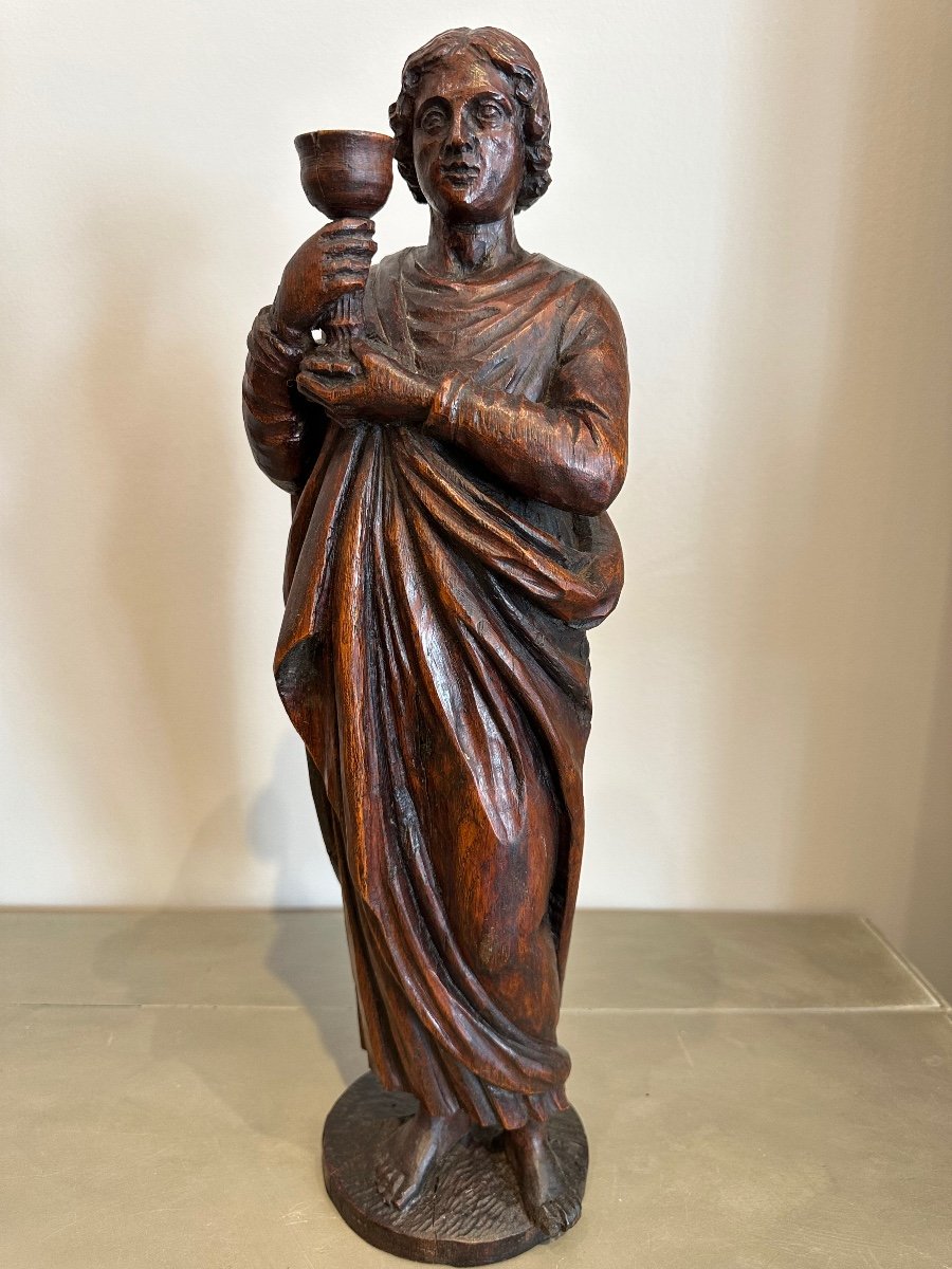 Paire De Saints Personnages En Chêne, XVIIème-photo-2