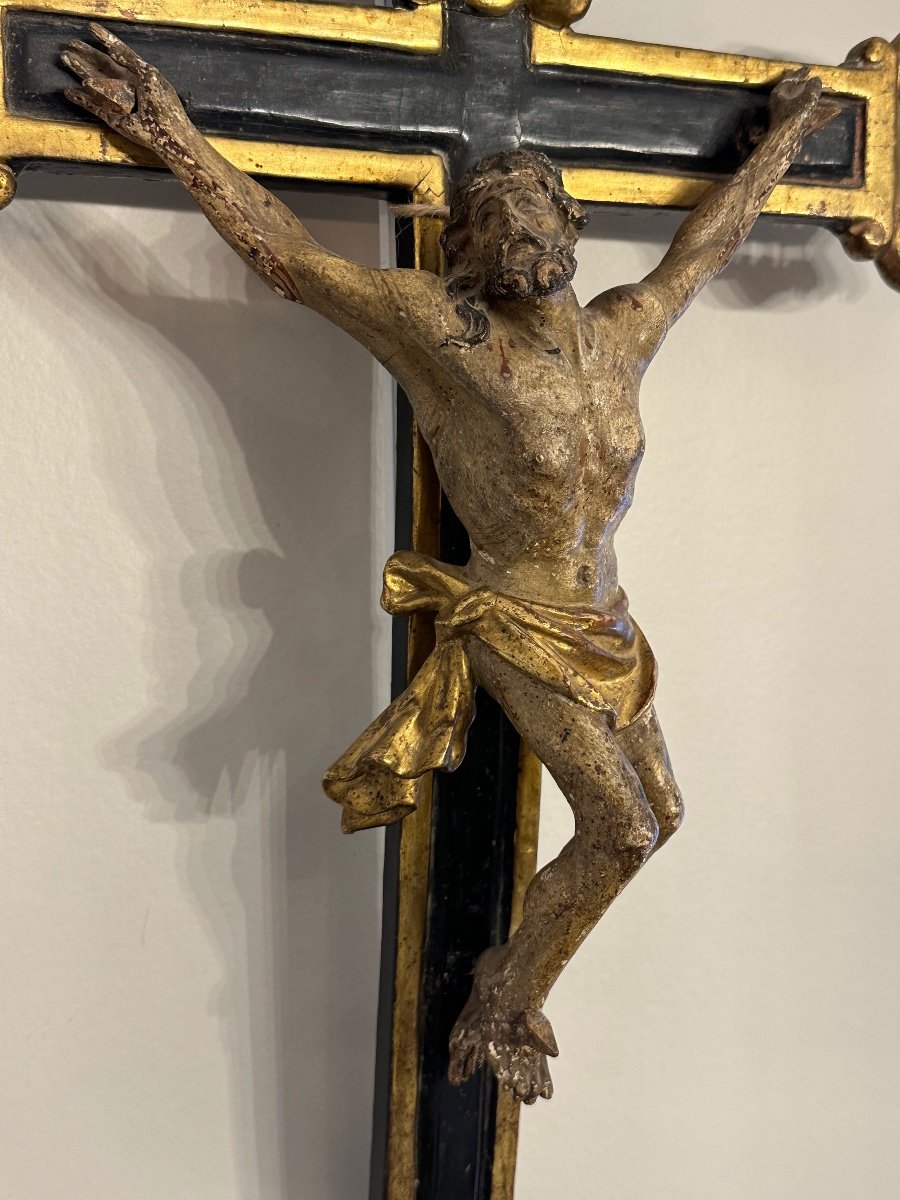 Crucifix En Bois Sculpté Polychrome, Travail Catalan XVIIIème-photo-5