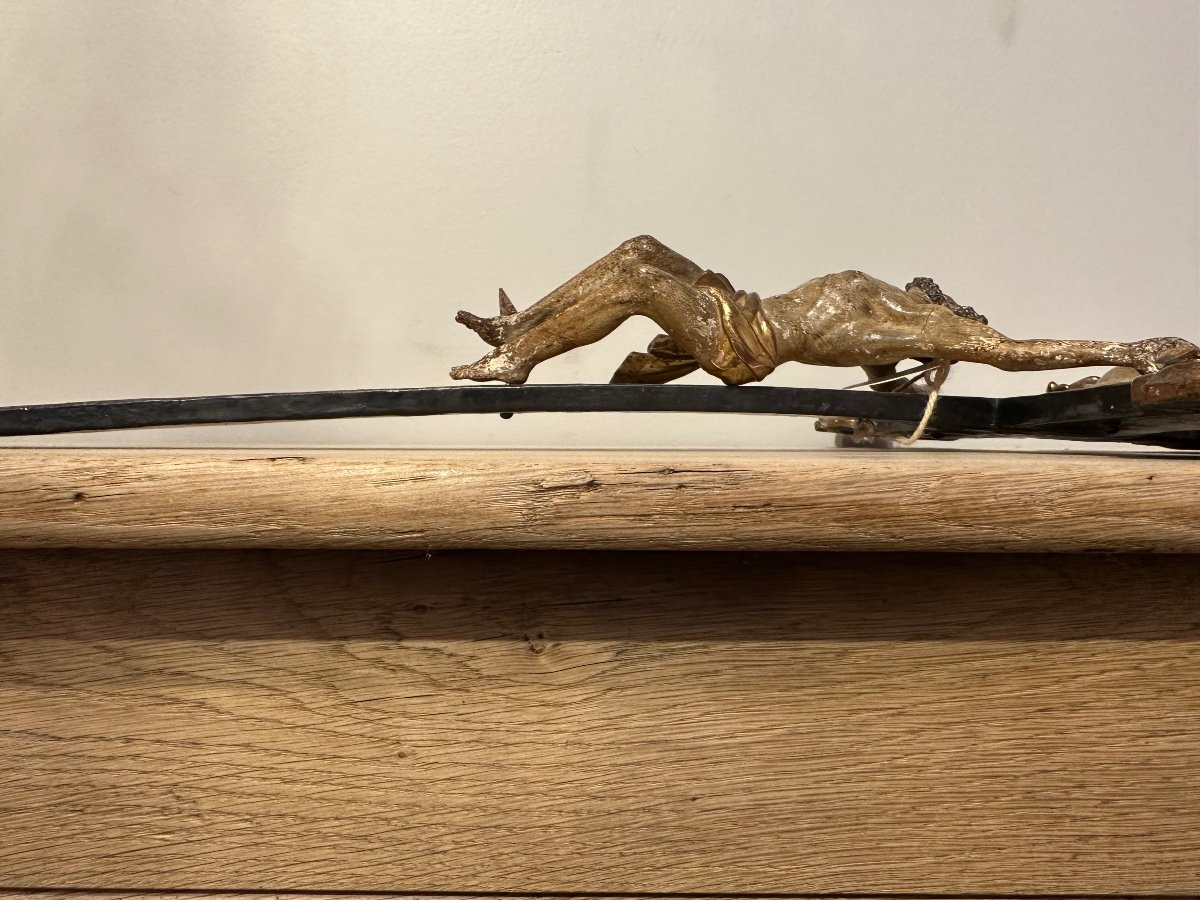 Crucifix En Bois Sculpté Polychrome, Travail Catalan XVIIIème-photo-6