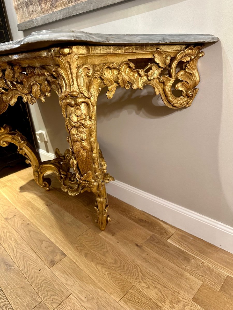 Grande Console En Bois Doré d'époque 18ème-photo-2