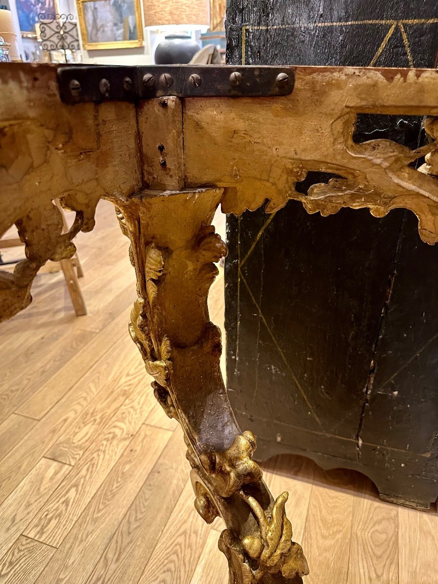 Grande Console En Bois Doré Provence,  Epoque 18ème-photo-6