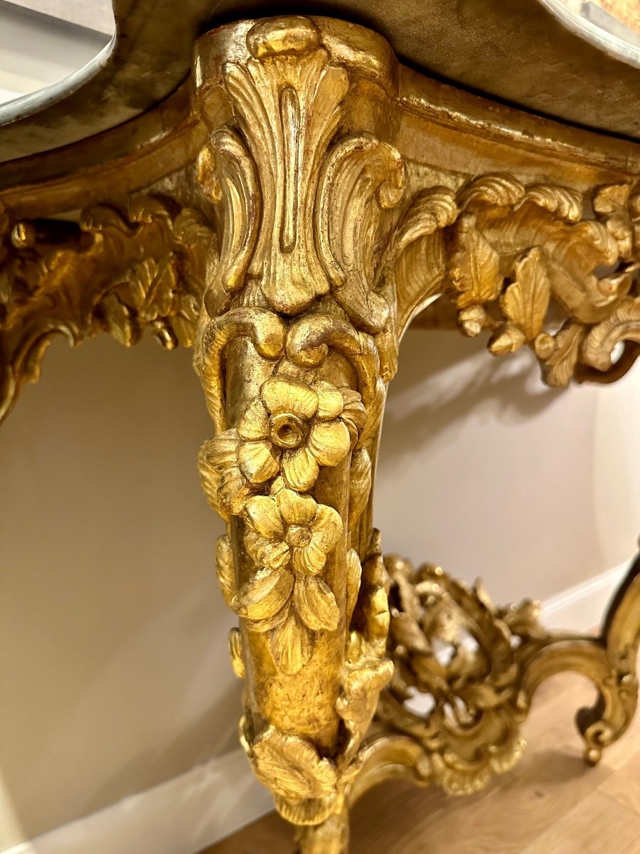 Grande Console En Bois Doré Provence,  Epoque 18ème-photo-7