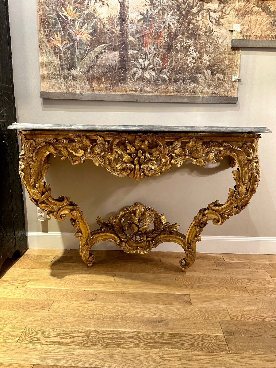 Grande Console En Bois Doré Provence,  Epoque 18ème