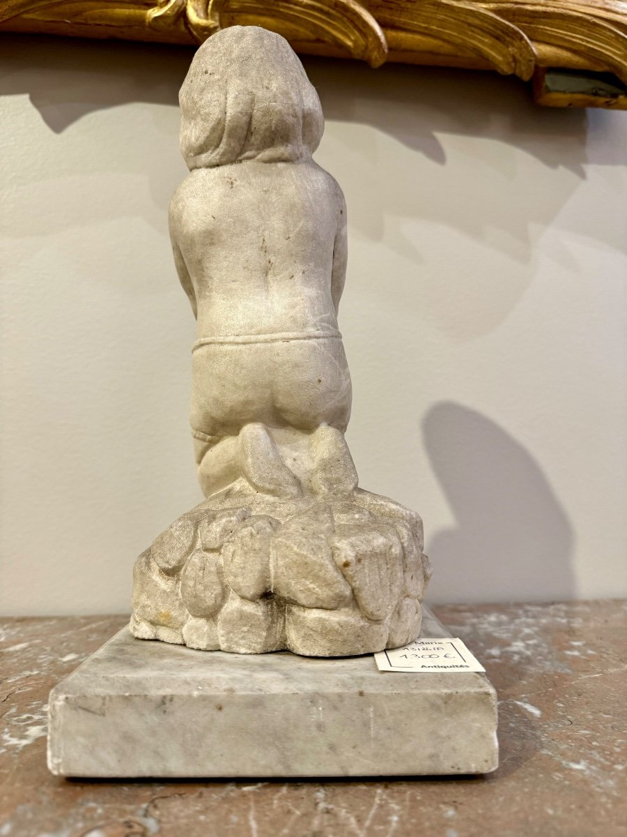 Statue En Marbre "Enfant Lavant Son Linge" Italie Fin 16ème Début 17ème-photo-1