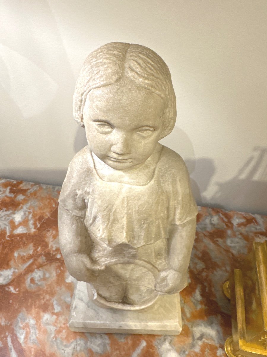 Statue En Marbre "Enfant Au Cerceau" Italie Fin 16ème - Début 17ème-photo-8