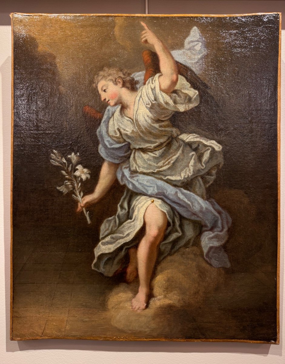 "the Angel Of The Annunciation" Hst Italian School Circa 1700-photo-2