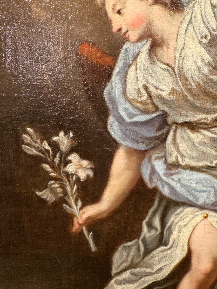 "the Angel Of The Annunciation" Hst Italian School Circa 1700-photo-1