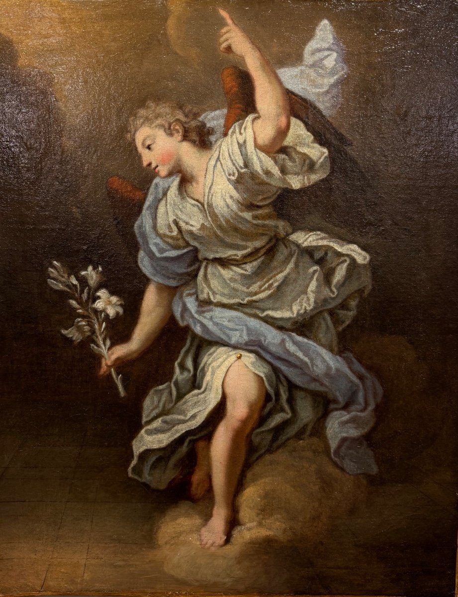 "the Angel Of The Annunciation" Hst Italian School Circa 1700-photo-3