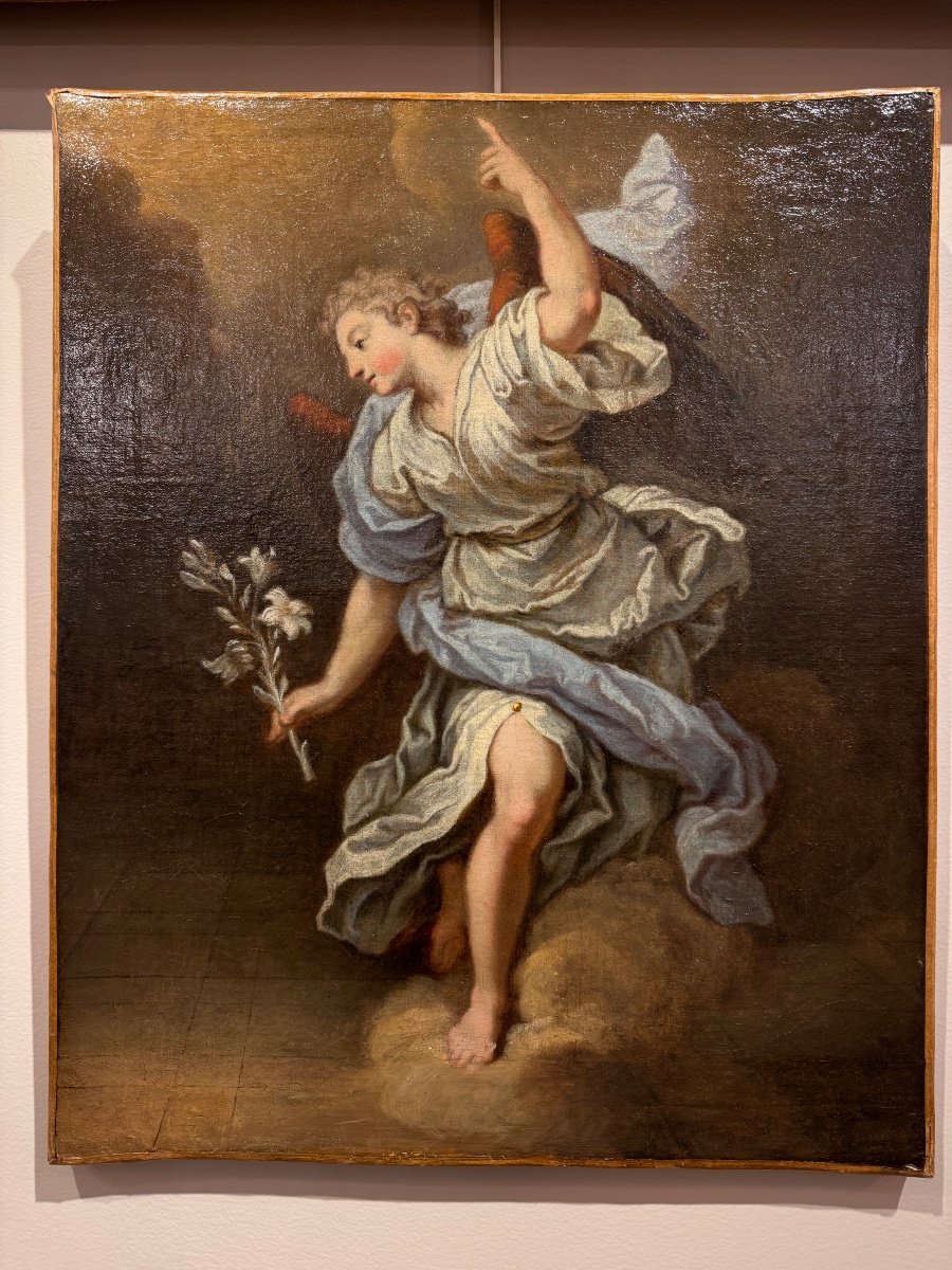 "the Angel Of The Annunciation" Hst Italian School Circa 1700-photo-6
