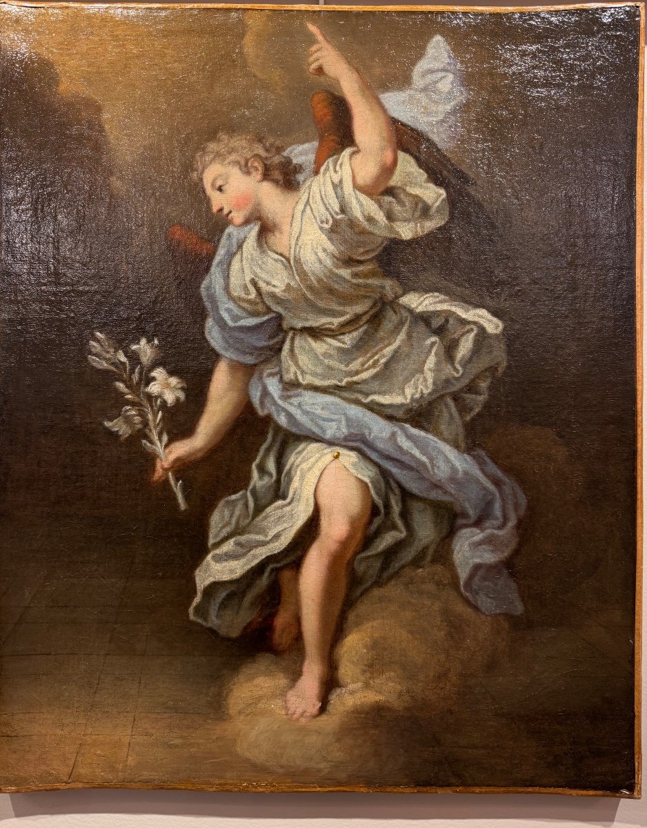 "the Angel Of The Annunciation" Hst Italian School Circa 1700
