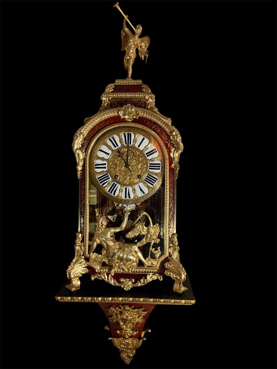 Important Cartel En Marqueterie Boulle Signé « Clouzier à Paris ». Epoque Louis XIV. -photo-3