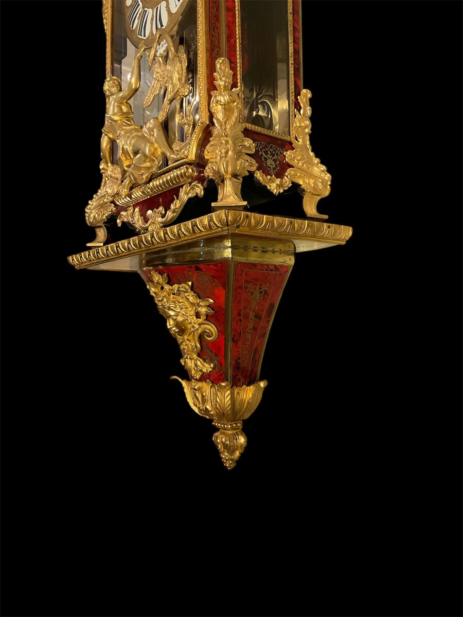 Important Cartel En Marqueterie Boulle Signé « Clouzier à Paris ». Epoque Louis XIV. -photo-4