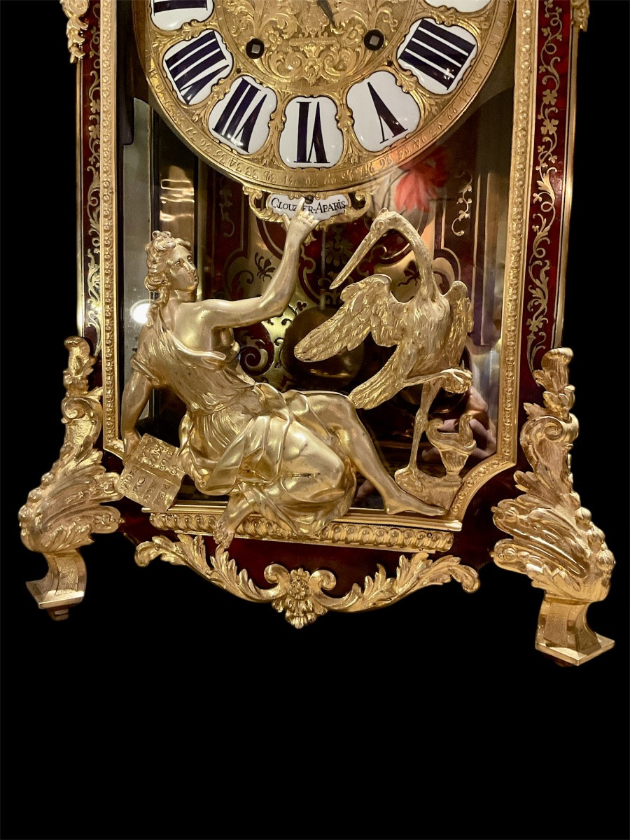 Important Cartel En Marqueterie Boulle Signé « Clouzier à Paris ». Epoque Louis XIV. -photo-7